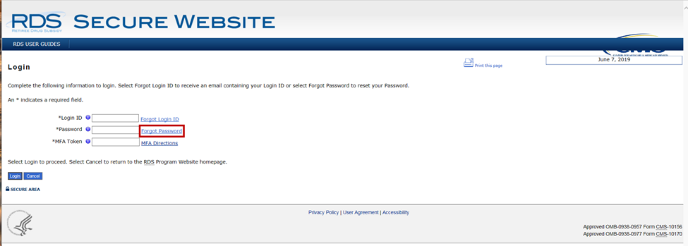  Select [Forgot Password]