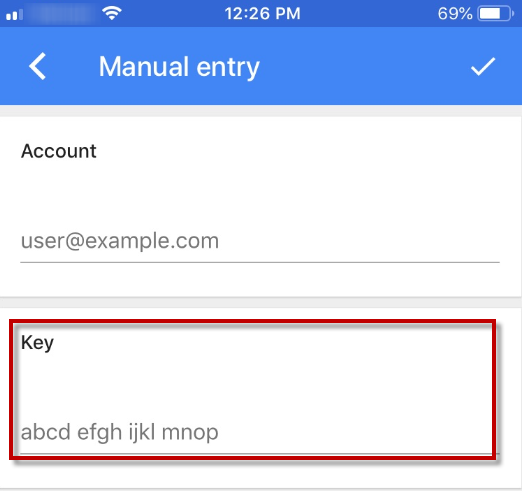 Google Authenticator Secret Key Screenshot