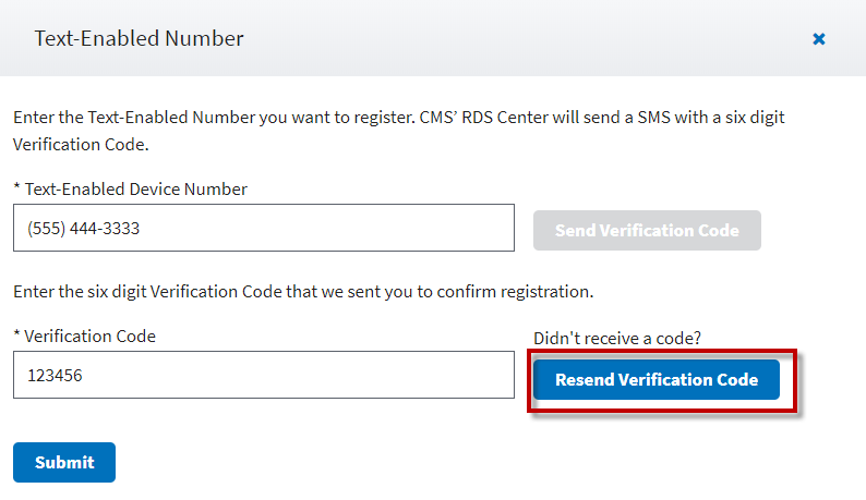 Resend Verficiation Code Screenshot
