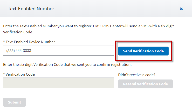 Send Verification Code Screenshot