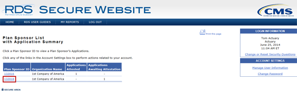  Select [Plan Sponsor ID]