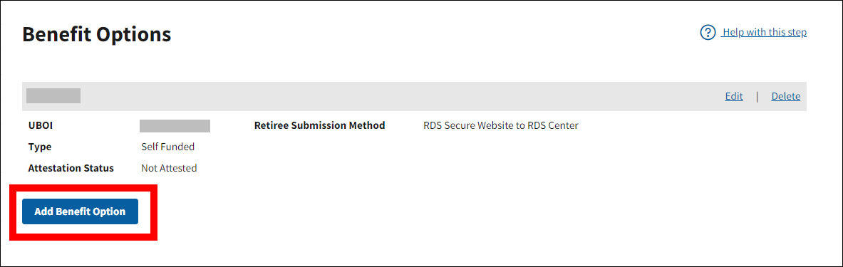 Benefit Options page with sample data. Add Benefit Option button is highlighted.