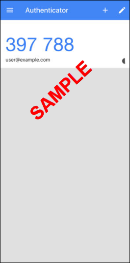 Google Authenticator mobile app with sample token data displayed.
